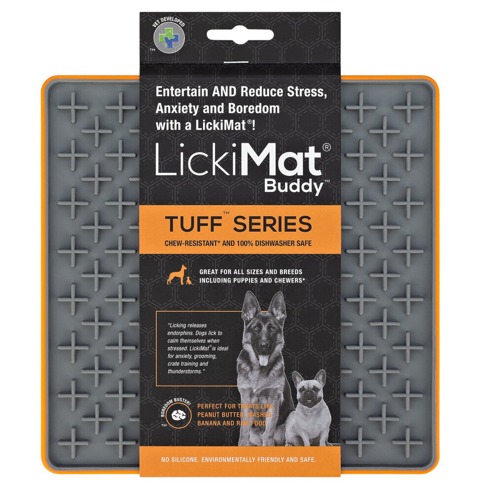 LickiMat laižymo kilimėlis Tuff Buddy, oranžinis kaina ir informacija | Dubenėliai, dėžės maistui | pigu.lt