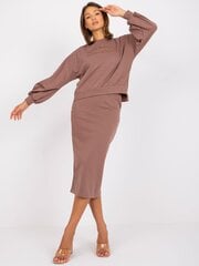 светло-коричневый спортивный костюм с юбкой миди от louisa цена и информация | Женские костюмы | pigu.lt