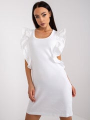 белое мини-платье в рубчик с рюшами цена и информация | Платья | pigu.lt