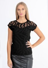 Женская футболка с кружевом Waxima 202127 01, черная 202127*01-XL цена и информация | Женские футболки | pigu.lt