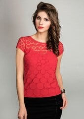 Marškinėliai moterims su nėriniais Waxima 290171, raudoni kaina ir informacija | Marškinėliai moterims | pigu.lt