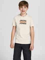 Jack&Jones marškinėliai berniukams 12214074*01, smėlio spalvos kaina ir informacija | Marškinėliai berniukams | pigu.lt