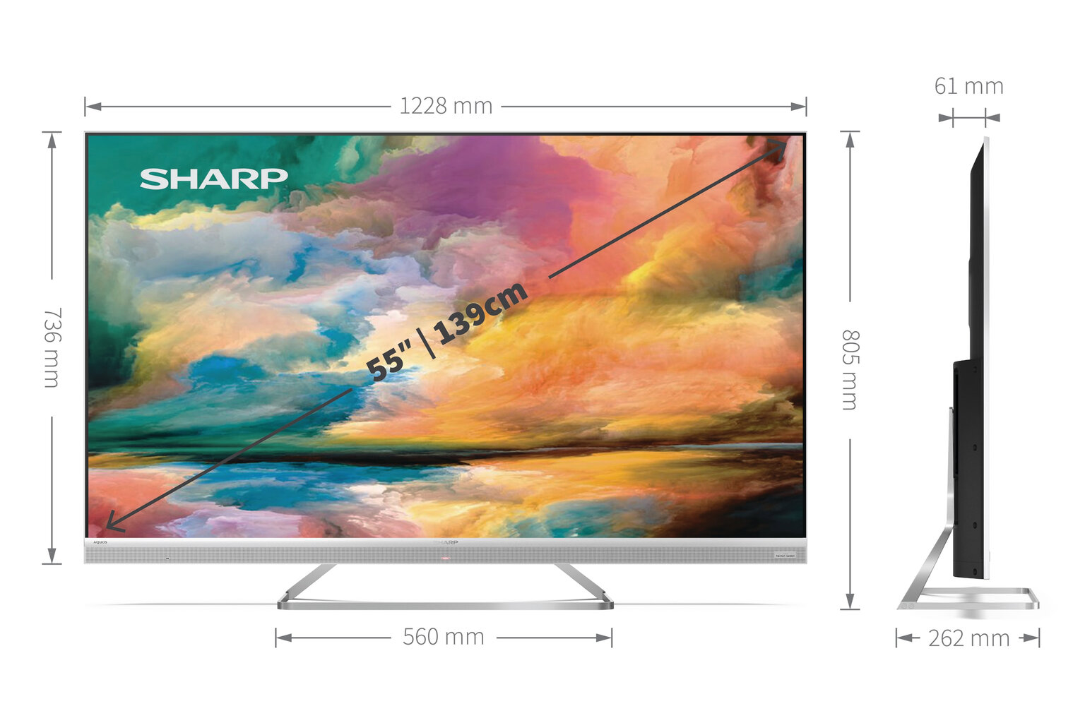 Sharp 55EQ4EA kaina ir informacija | Televizoriai | pigu.lt