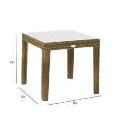 Šoninis staliukas WICKER, smėlio spalvos kaina ir informacija | Lauko stalai, staliukai | pigu.lt