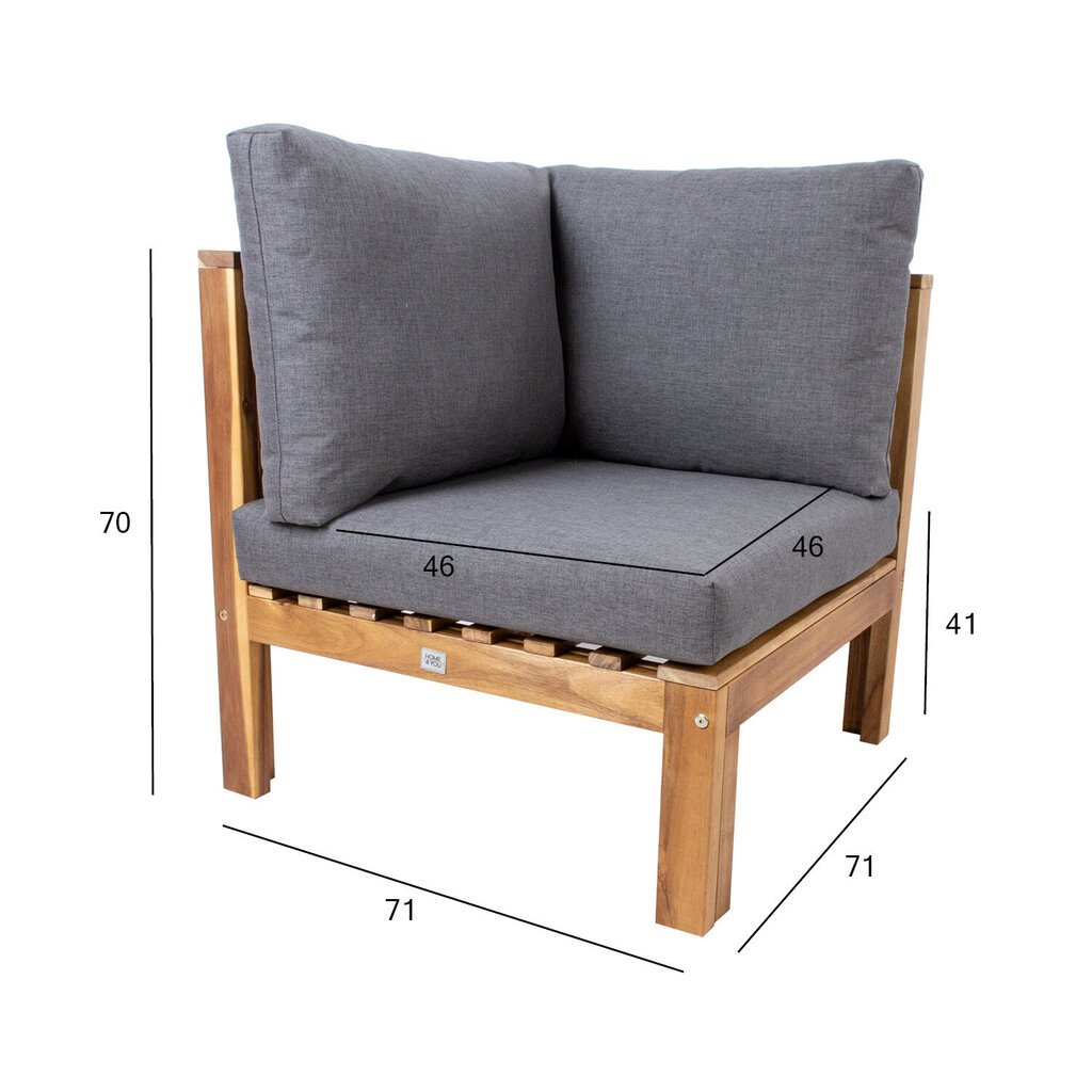 Modulinis kampinis fotelis Home4You Finlay, pilkas kaina ir informacija | Lauko kėdės, foteliai, pufai | pigu.lt