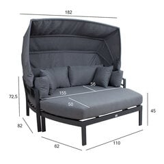 Sofa Tomson su stogeliu, tamsiai pilka kaina ir informacija | Lauko kėdės, foteliai, pufai | pigu.lt