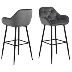 Барный стул BROOKE 55x52xH103.5 см, темно-серый бархат / черный цена и информация | Стулья для кухни и столовой | pigu.lt