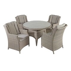 Садовая мебель PACIFIC (стол и 4-стула) D120xH75см, рама: алюминий с плетением из пластика, цвет: серо-бежевый цена и информация | Комплекты уличной мебели | pigu.lt