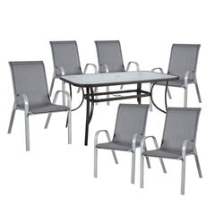 Садовая мебель DUBLIN (стол и 6 стульев) серый цена и информация | Комплекты уличной мебели | pigu.lt