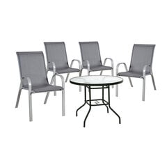 Садовая мебель DUBLIN (стол и 4 стула) серый цена и информация | Комплекты уличной мебели | pigu.lt