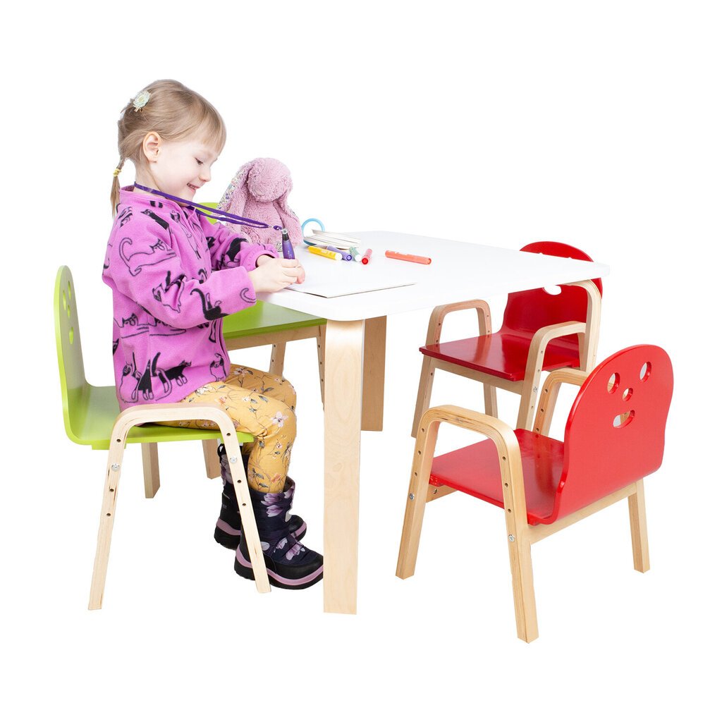 Vaikų baldų komplektas HAPPY: staliukas, 2 kėdės цена и информация | Valgomojo komplektai | pigu.lt