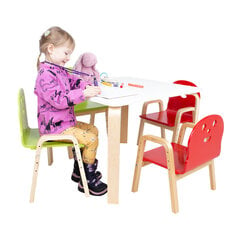 Детский комплект HAPPY (стол и 2 стула) белый/красный цена и информация | Детские столы и стулья | pigu.lt