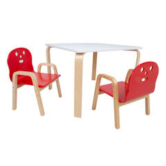 Детский комплект HAPPY (стол и 2 стула) белый/красный цена и информация | Детские столы и стулья | pigu.lt