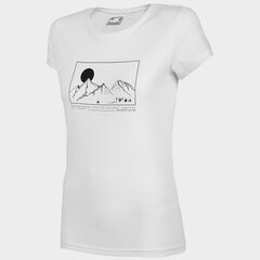 Marškinėliai moterims 4F W H4L22-TSD065 11S, balti kaina ir informacija | Marškinėliai moterims | pigu.lt