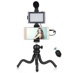 Комплект блогера 4в1 (свет, крепление, держатель для телефона, микрофон) цена и информация | Осветительное оборудование для фотосъемок | pigu.lt