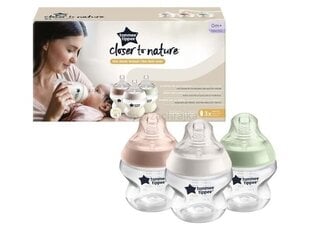 Бутылочка Tommee Tippee Closer to nature, 0+ месяцев, 150 мл, 3 штуки цена и информация | Бутылочки и аксессуары | pigu.lt