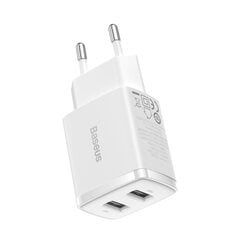 Сетевая зарядка Baseus Compact Charger 2U 10.5W 2xUSB белая CCXJ010201 цена и информация | Зарядные устройства для телефонов | pigu.lt