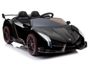 Двухместный электромобиль для детей Lamborghini Veneno, черный цена и информация | Электромобили для детей | pigu.lt