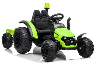 Vienvietis elektrinis traktorius HZB-200 su priekaba, žalias kaina ir informacija | Elektromobiliai vaikams | pigu.lt