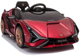 Vienvietis vaikiškas elektromobilis Lamborghini Sian, raudonas blizgus kaina ir informacija | Elektromobiliai vaikams | pigu.lt