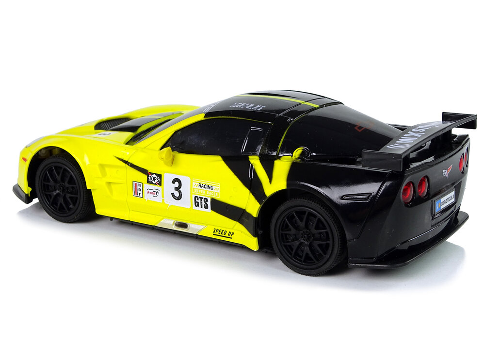 Nuotoliniu būdu valdomas sportinis automobilis Corvette C6.R, 2.4 G, 1:24, geltonas kaina ir informacija | Žaislai kūdikiams | pigu.lt