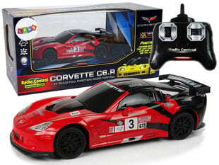 Nuotoliniu būdu valdomas sportinis automobilis Corvette C6.R, 2.4 G, 1:24, raudonas kaina ir informacija | Žaislai berniukams | pigu.lt