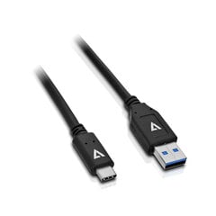 Кабель USB A — USB C V7 V7U2C-1M-BLK-1E      Чёрный 1 m цена и информация | Кабели и провода | pigu.lt