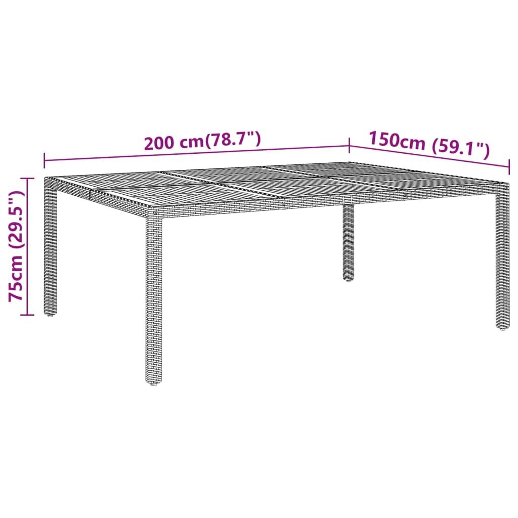 Sodo stalas, 200x150x75cm, pilkas kaina ir informacija | Lauko stalai, staliukai | pigu.lt