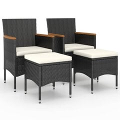 Lauko baldų komplektas vidaXL, juodas kaina ir informacija | Lauko kėdės, foteliai, pufai | pigu.lt