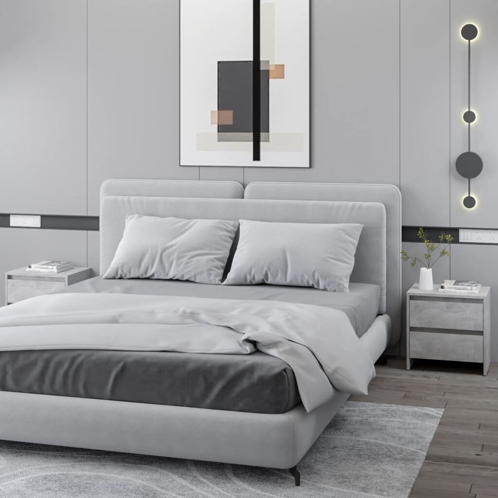 Naktinės spintelės, 2 vnt, 45x34,5x44,5 cm, pilkos kaina ir informacija | Spintelės prie lovos | pigu.lt
