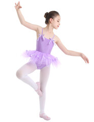 Гимнастический костюм для девочек с юбкой, розовый, рост 104-116см цена и информация | Одежда для балета | pigu.lt
