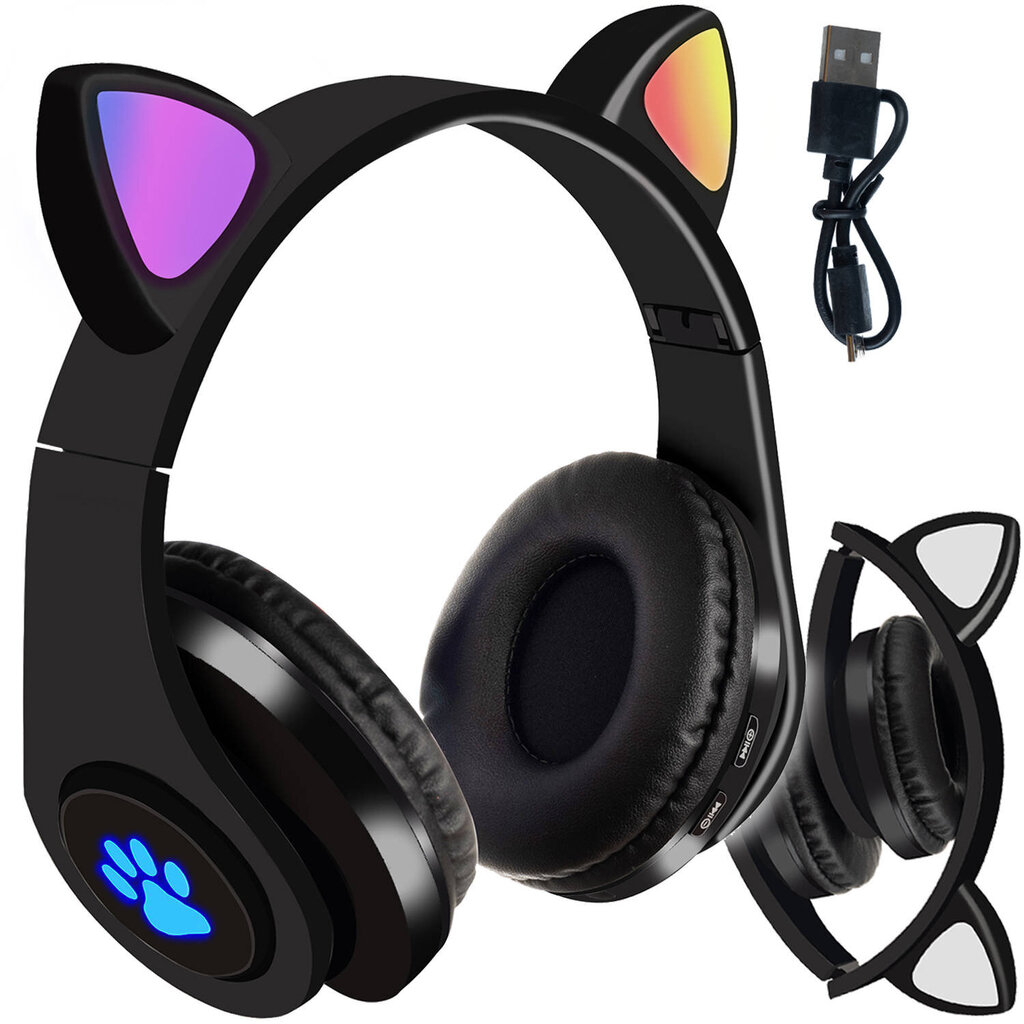 Wireless Headphones With Cat Ears цена и информация | Ausinės | pigu.lt