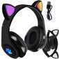 Belaidės ausinės su katės ausimis, juodos цена и информация | Ausinės | pigu.lt