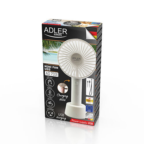 Rankinis ventiliatorius Adler AD 7331w Mini USB kaina ir informacija | Ventiliatoriai | pigu.lt