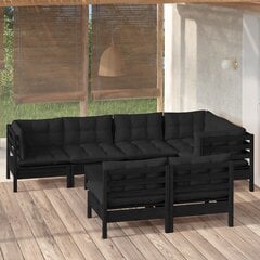 Sodo baldų komplektas vidaXL, su pagalvėmis, 8 dalių, juodas цена и информация | Комплекты уличной мебели | pigu.lt