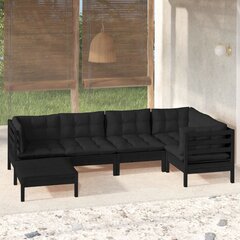 Садовый комплект мебели с подушками из 6 частей, чёрный цена и информация | Комплекты уличной мебели | pigu.lt