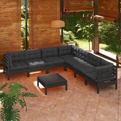 Sodo baldų komplektas vidaXL, su pagalvėmis, 8 dalių, juodas цена и информация | Комплекты уличной мебели | pigu.lt