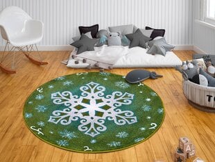 Hanse Home vaikiškas kilimas Christmas Snowflake, žalias, 133 cm kaina ir informacija | Kilimai | pigu.lt