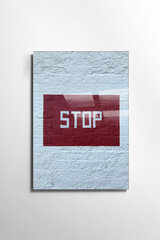 Grūdinto stiklo paveikslas Stop kaina ir informacija | Reprodukcijos, paveikslai | pigu.lt