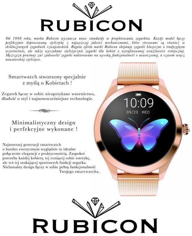 Rubicon RNBE37 Rose Gold kaina ir informacija | Išmanieji laikrodžiai (smartwatch) | pigu.lt