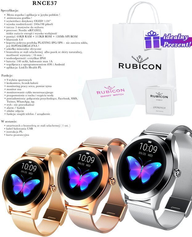 Rubicon RNBE37 Silver цена и информация | Išmanieji laikrodžiai (smartwatch) | pigu.lt