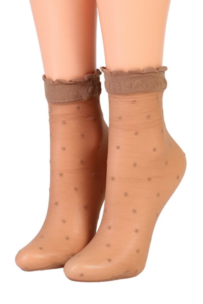 Elegantiškos, plonos moteriškos kojinės MILLADAINO-36-40 smėlio spalvos su taškelių raštu kaina ir informacija | Moteriškos kojinės | pigu.lt