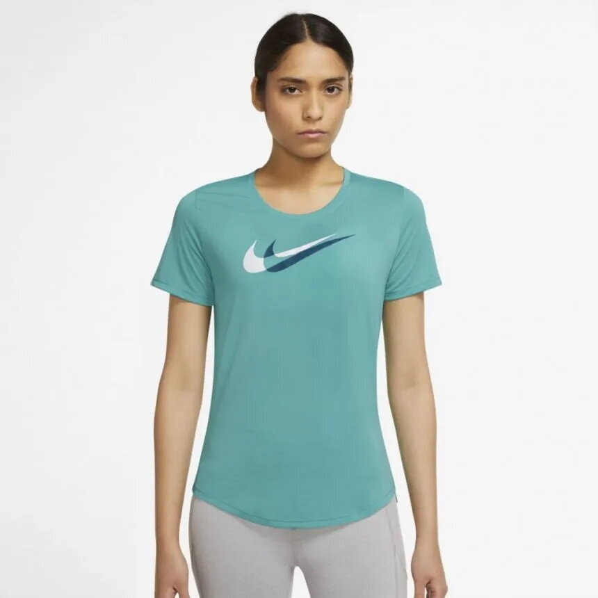 Nike marškinėliai moterims DF SWSH RUN, mėlyni kaina | pigu.lt