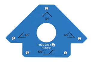 Hogert magnetinis suvirinimo kampas su skyle iki 22,5kg - HT3B651 kaina ir informacija | Mechaniniai įrankiai | pigu.lt