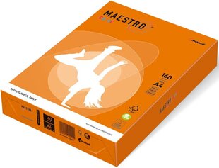 Spalvotas popierius Maestro Color, 160g/m2, A4, 250 lapų, oranžinis/Orange цена и информация | Тетради и бумажные товары | pigu.lt