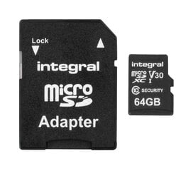 Integral Security Micro SD 4K V30 UHS-1 U3 64GB цена и информация | Карты памяти для фотоаппаратов, камер | pigu.lt