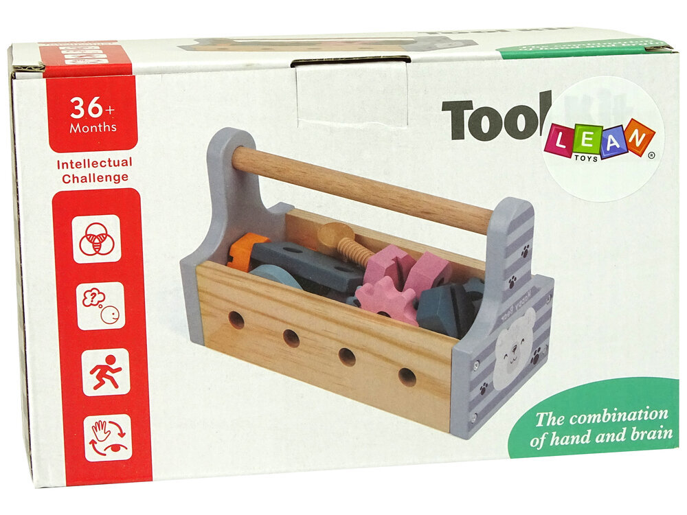 Įrankių rinkinys berniukams Lean Toys, medinis kaina ir informacija | Žaislai berniukams | pigu.lt