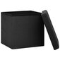 vidaXL Sulankstoma taburetė-daiktadėžė, juoda, dirbtinis linas kaina ir informacija | Virtuvės ir valgomojo kėdės | pigu.lt