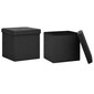 vidaXL Taburetės-daiktadėžės, 2vnt., juodos, dirbtinis linas kaina ir informacija | Virtuvės ir valgomojo kėdės | pigu.lt