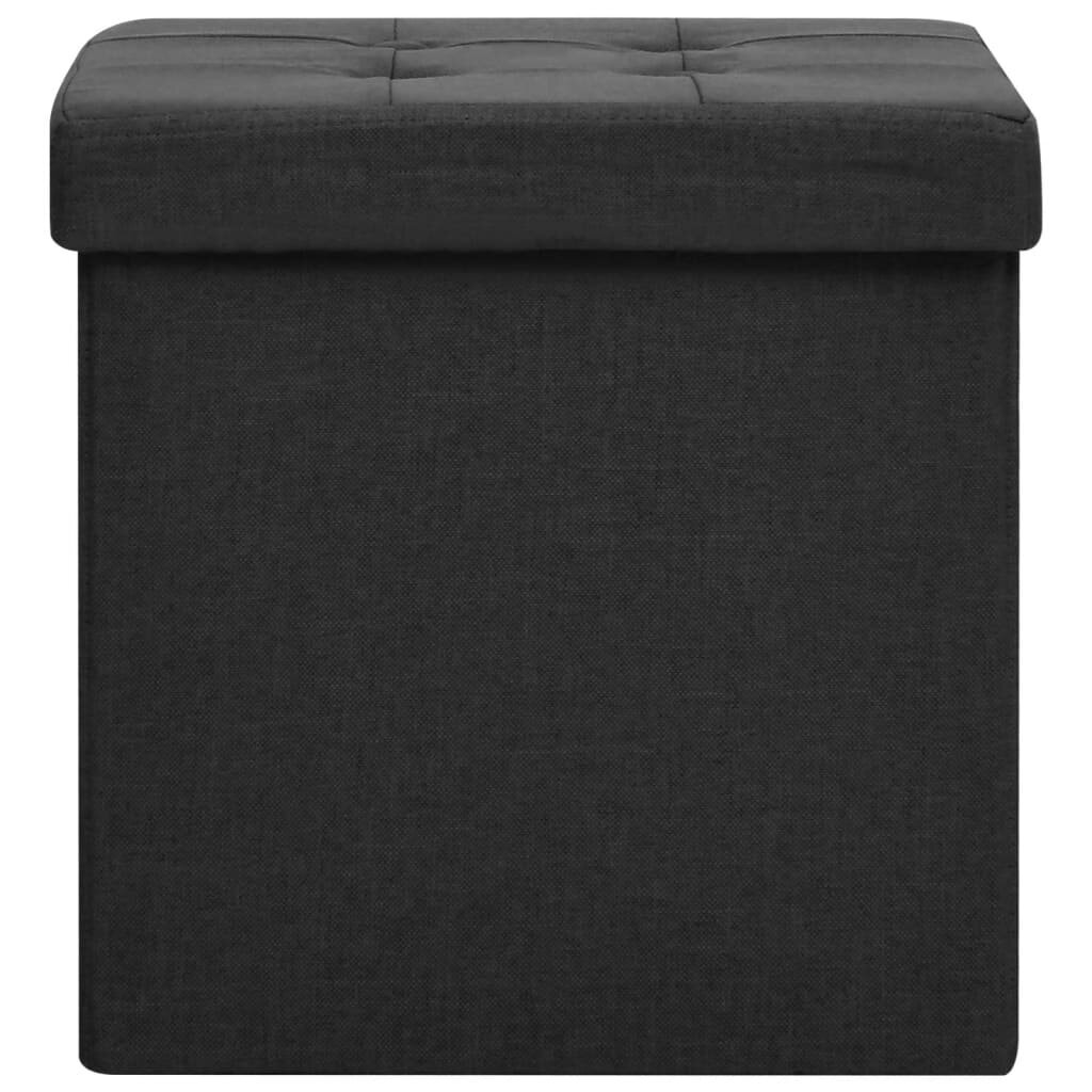 vidaXL Taburetės-daiktadėžės, 2vnt., juodos, dirbtinis linas kaina ir informacija | Virtuvės ir valgomojo kėdės | pigu.lt